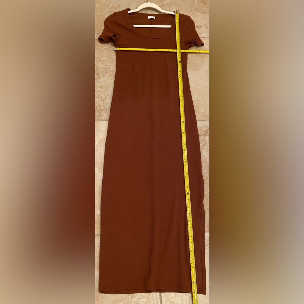 Cotton On ribbed short sleeve tee MIDI Dress in color Vintage Brown - Size M - Picture 11 of 14